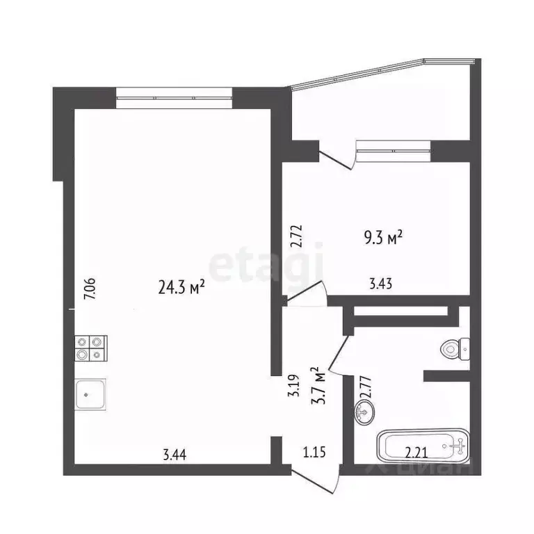 1-к кв. Тюменская область, Тюмень Кремлевская ул., 89 (43.5 м) - Фото 0