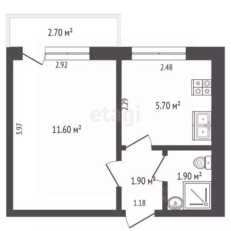 1-к кв. Ростовская область, Ростов-на-Дону просп. Стачки, 186к1 (34.0 ... - Фото 2
