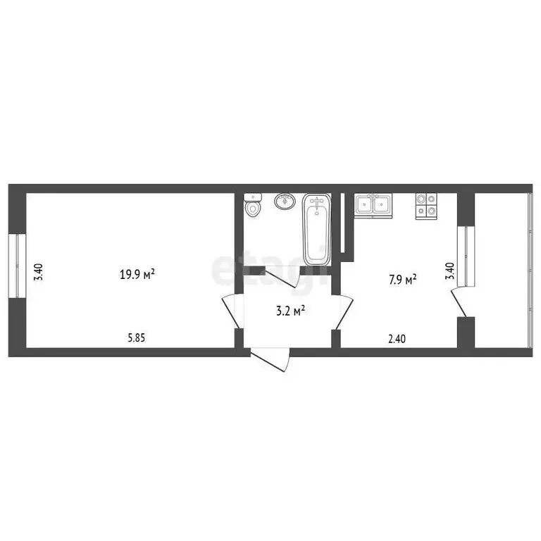 1-комнатная квартира: Щёлкино, 3-й микрорайон, 97 (34.6 м) - Фото 1