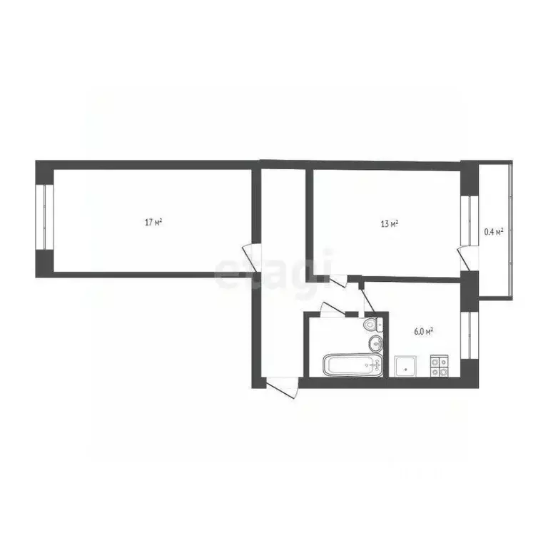 2-к кв. Псковская область, Псков ул. Труда, 22 (43.5 м) - Фото 2