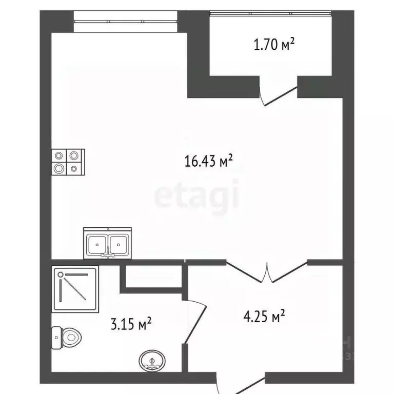 Студия Санкт-Петербург Благодатная ул., 50 (24.0 м) - Фото 2
