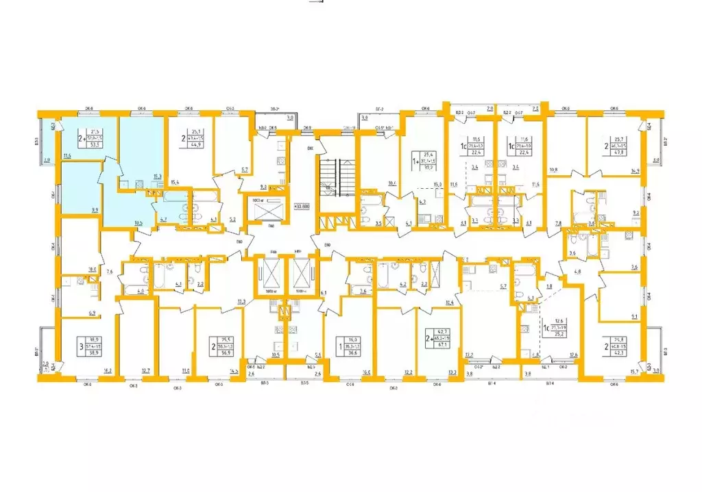 2-к кв. Башкортостан, Уфа Инорс-4Б мкр, Акварель жилой комплекс (53.5 ... - Фото 2