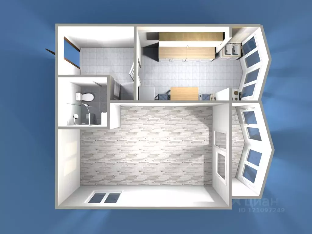 1-к кв. Астраханская область, Астрахань Студенческая ул., 1 (35.7 м) - Фото 2