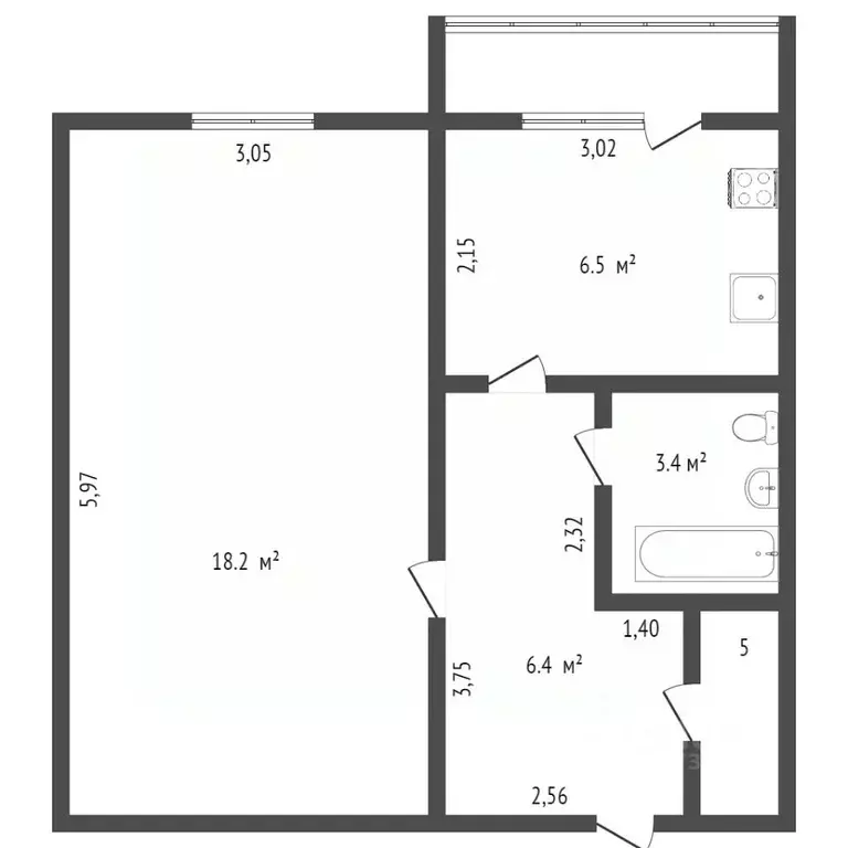 1-к кв. Амурская область, Благовещенск Студенческая ул., 20 (35.5 м) - Фото 1
