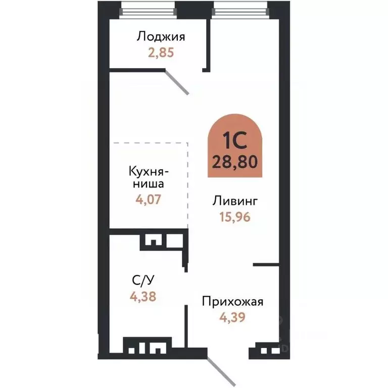 Студия Томская область, Томск Черемошники мкр, ул. Бердская, 14/3 ... - Фото 1