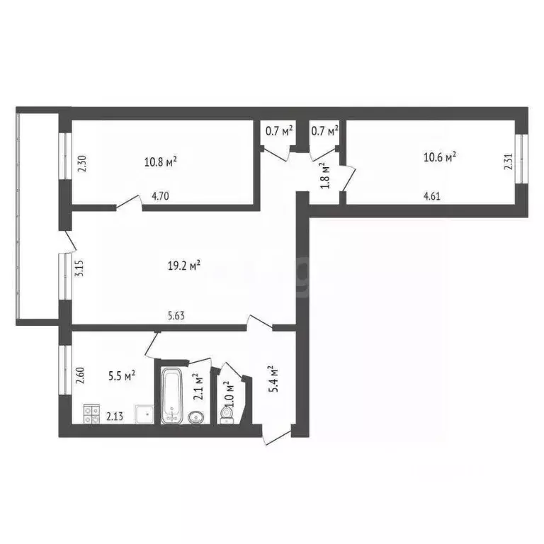 3-к кв. Севастополь ул. Мечникова, 8 (59.0 м) - Фото 2