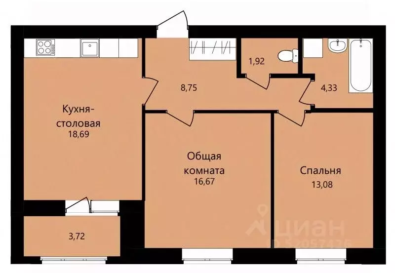 2-к кв. Мордовия, Саранск ул. Филатова, 11 (65.3 м) - Фото 0