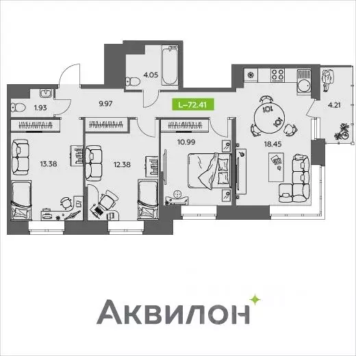 3-к кв. Архангельская область, Северодвинск Аквилонлайн жилой комплекс ... - Фото 0