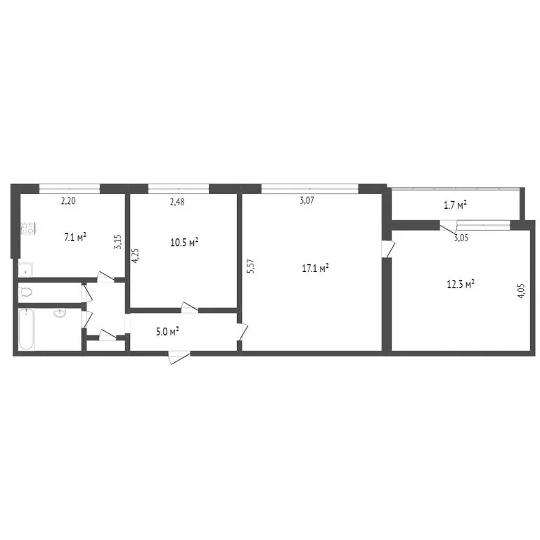 3-комнатная квартира: Омск, Волочаевская улица, 13Е (38 м) - Фото 1