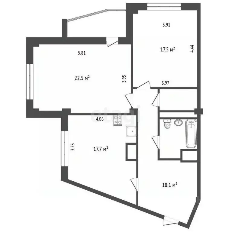 2-к кв. Ярославская область, Ярославль ул. Батова, 14 (100.0 м) - Фото 2