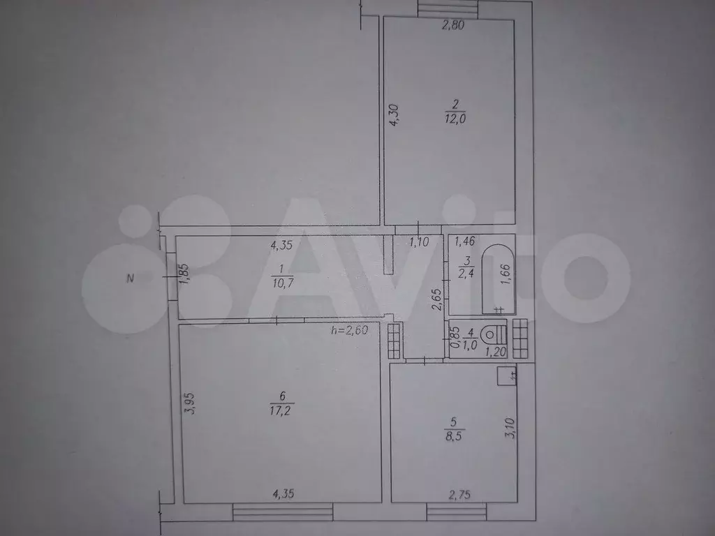 2-к. квартира, 51,8 м, 1/5 эт. - Фото 0