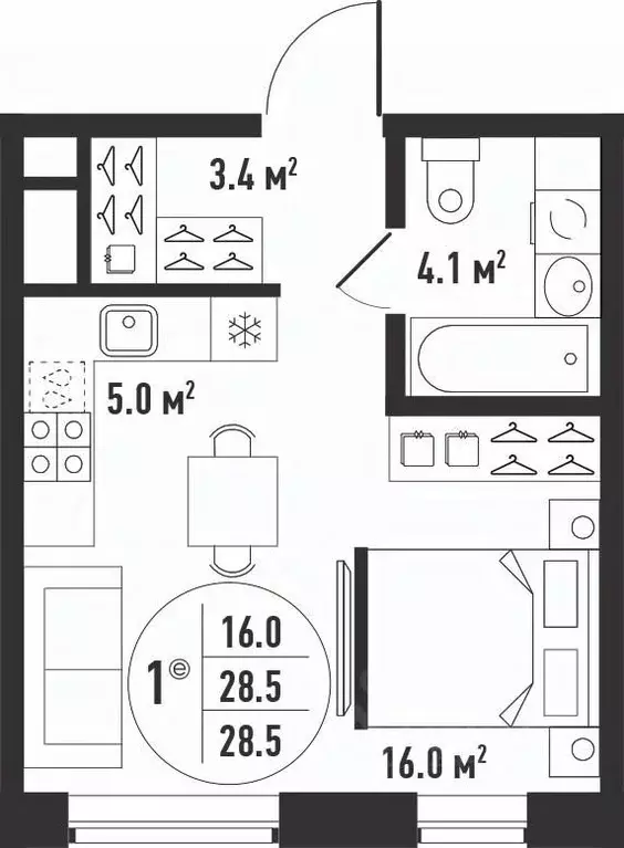 1-к кв. Астраханская область, Астрахань Августовская ул. (28.5 м) - Фото 2