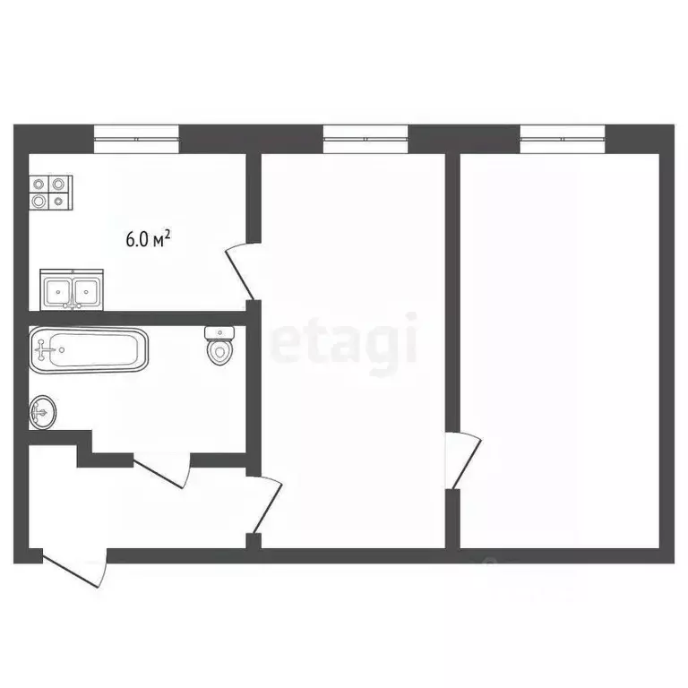 2-к кв. Тамбовская область, Тамбов Набережная ул., 6 (43.3 м) - Фото 2