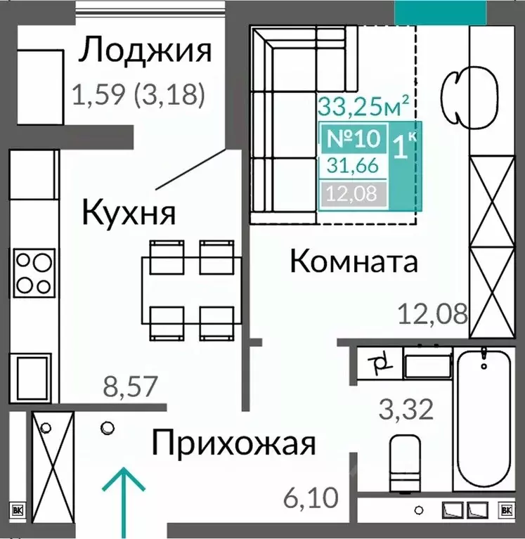 1-к кв. Крым, Симферополь ул. Александра Захарченко (31.66 м) - Фото 0