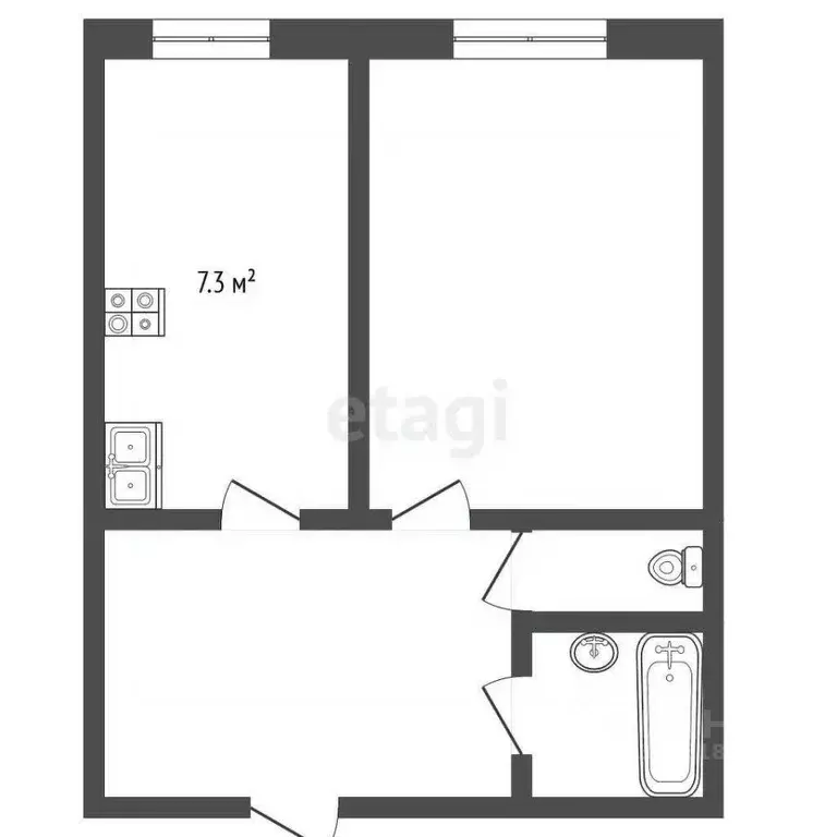 1-к кв. Ростовская область, Новошахтинск ул. Радио, 30 (32.7 м) - Фото 1