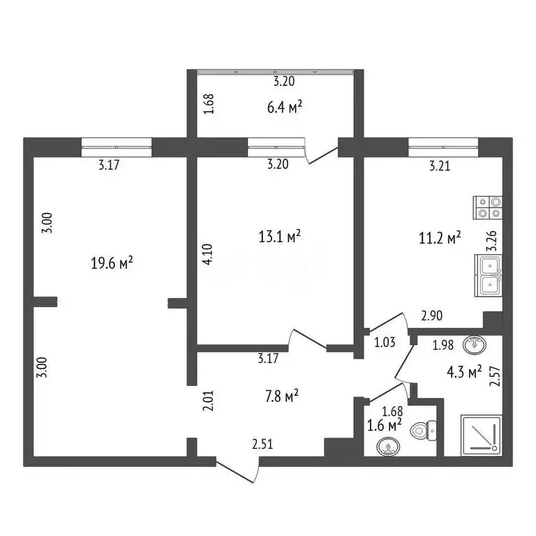 2-комнатная квартира: Судак, Коммунальная улица, 5 (57.6 м) - Фото 0