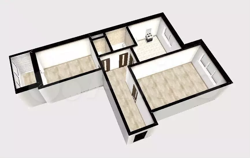2-к. квартира, 56 м, 1/9 эт. - Фото 0