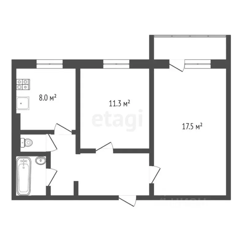 2-к кв. Ямало-Ненецкий АО, Муравленко Комсомольская ул., 2 (47.9 м) - Фото 2