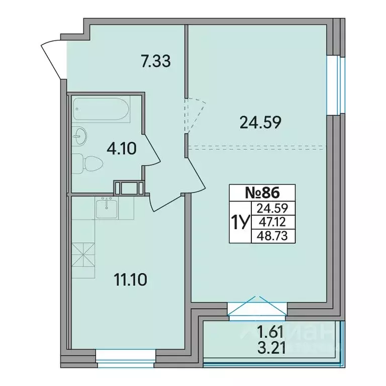 2-к кв. Ленинградская область, Всеволожский район, Агалатовское с/пос, ... - Фото 1