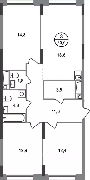 3-к кв. Москва Переделкино Ближнее мкр, 18-й кв-л,  (80.6 м) - Фото 0