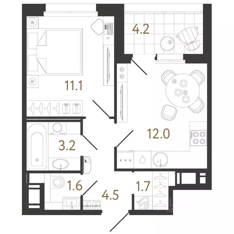 1-к кв. Санкт-Петербург ул. Бабушкина, 2 (34.1 м) - Фото 0