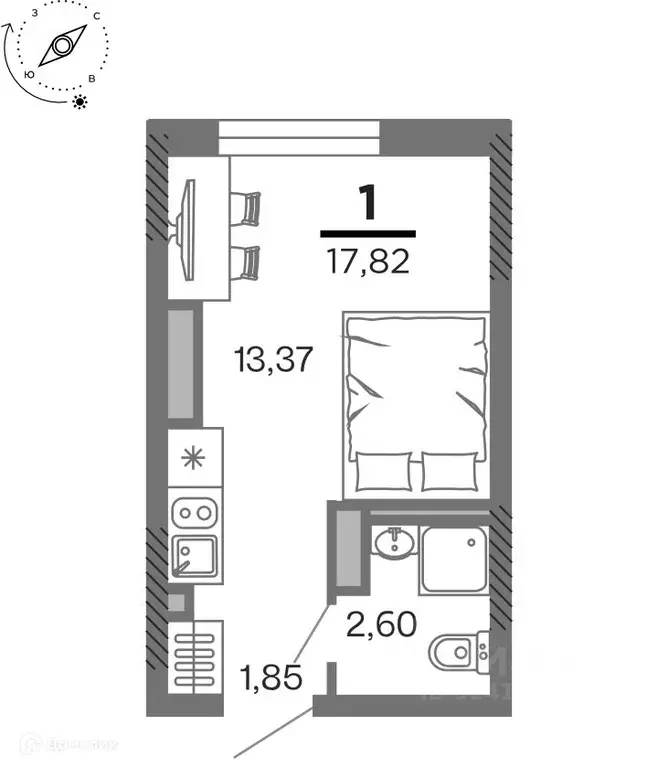 1-к кв. Рязанская область, Рязань Олимпийский городок мкр, 10 (17.82 ... - Фото 1