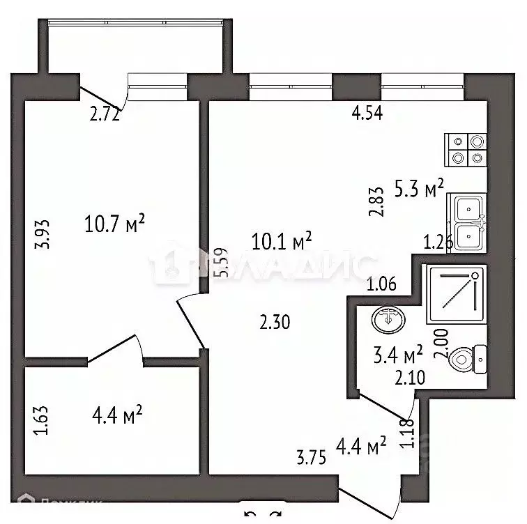 2-к кв. Карелия, Петрозаводск просп. Ленина, 17 (40.0 м) - Фото 1
