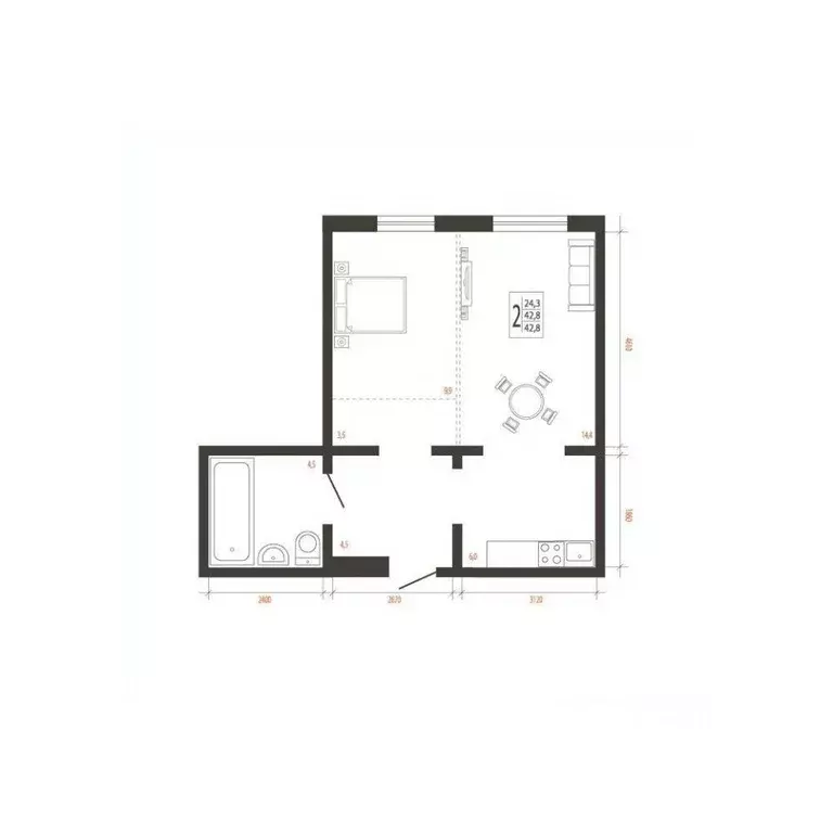 2-к кв. Иркутская область, Иркутск Сарафановская ул. (42.8 м) - Фото 1