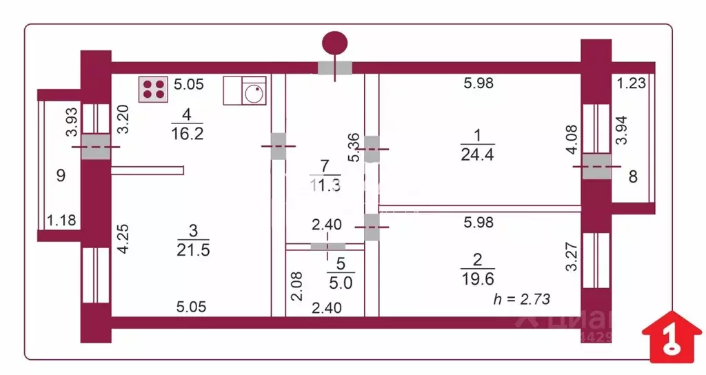 3-к кв. Омская область, Омск ул. 27-я Северная, 44/1 (99.2 м) - Фото 2