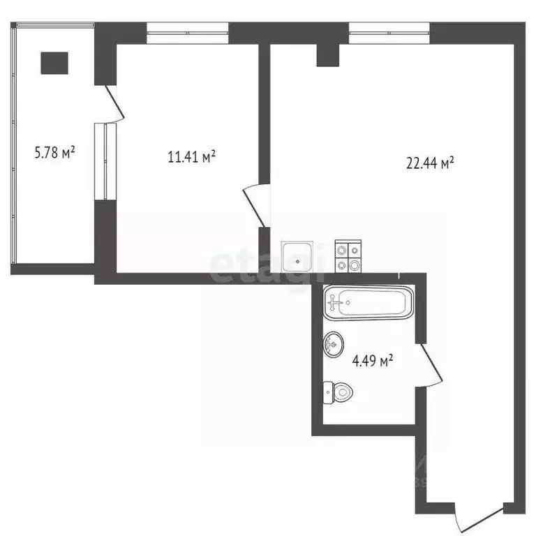 1-к кв. Тюменская область, Тюмень ул. Сакко, 24 (41.1 м) - Фото 1