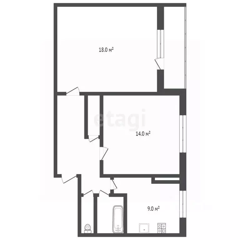 2-к кв. Брянская область, Фокино Заводская ул., 3 (49.6 м) - Фото 1