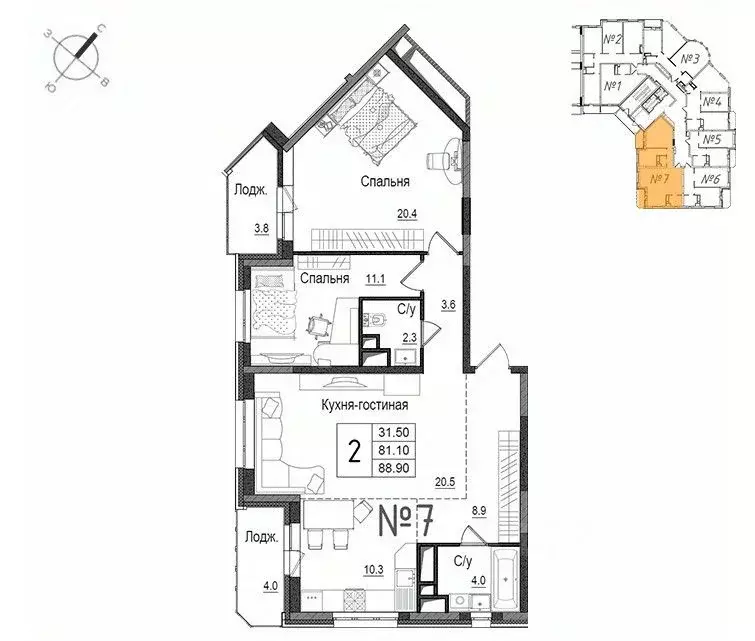 2-к кв. Московская область, Наро-Фоминск ул. Новикова, 20/1 (90.0 м) - Фото 0