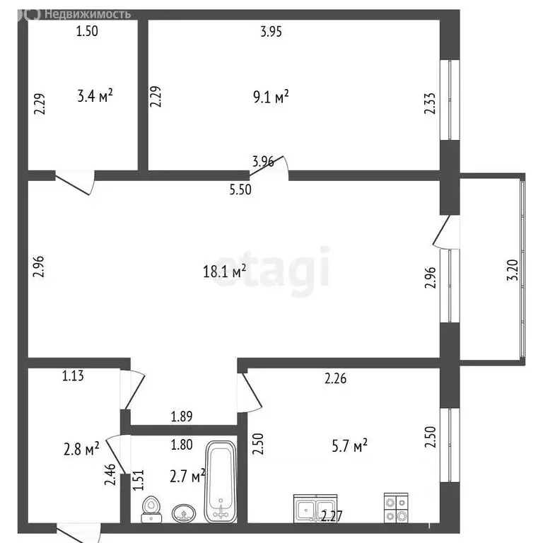 2-комнатная квартира: Стерлитамак, Элеваторная улица, 112 (41.8 м) - Фото 1