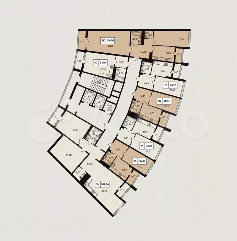 2-к. квартира, 34 м, 5/9 эт. - Фото 0
