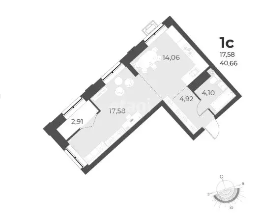 1-комнатная квартира: Новосибирск, улица Лобачевского, 53/2 (40.87 м) - Фото 0