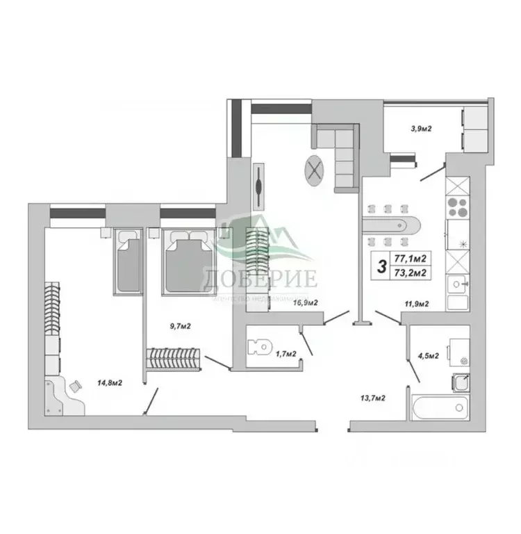 3-к кв. Тамбовская область, Тамбов ул. Чичерина, 7 (77.1 м) - Фото 0