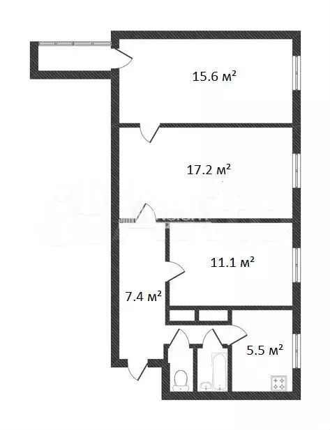 3-к. квартира, 61,5 м, 1/9 эт. - Фото 0