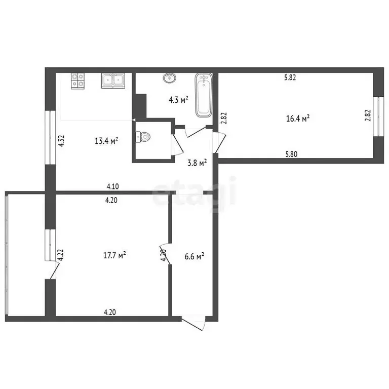 2-комнатная квартира: Челябинск, улица Художника Русакова, 5Б (64.1 м) - Фото 1