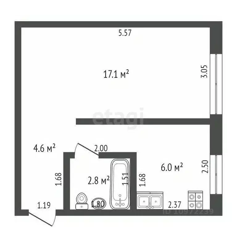 1-к кв. Башкортостан, Стерлитамак ул. Худайбердина, 72 (30.5 м) - Фото 1