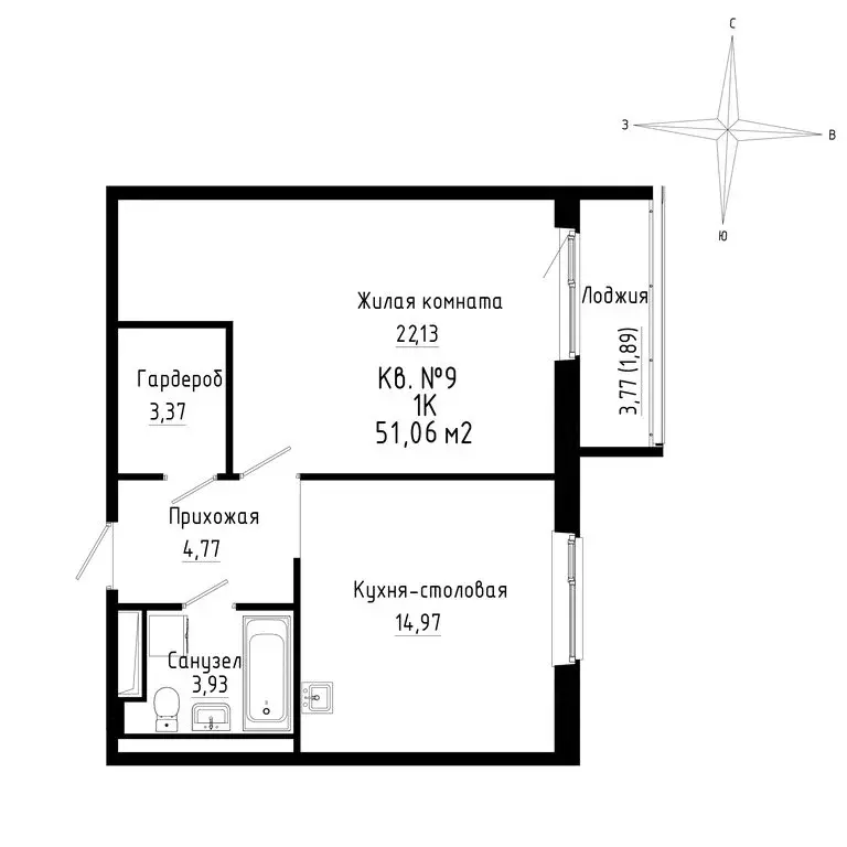 1-комнатная квартира: Новый, ЖК ДНС Сити (51.06 м) - Фото 0