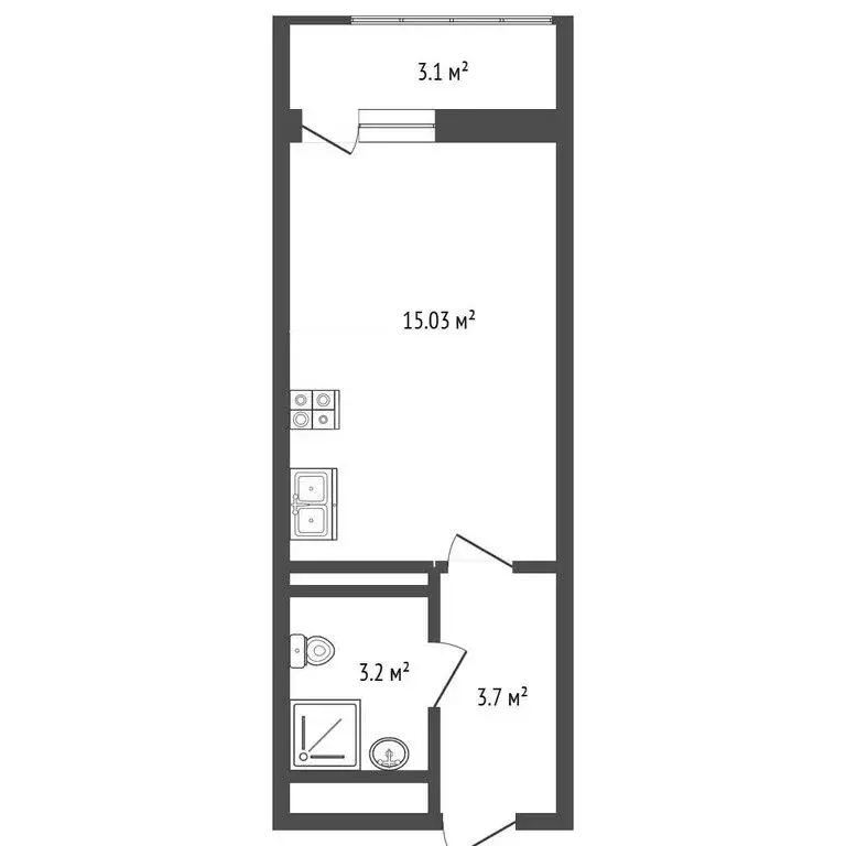 Квартира-студия: Мирное, ЖК Крокус (25.03 м) - Фото 1