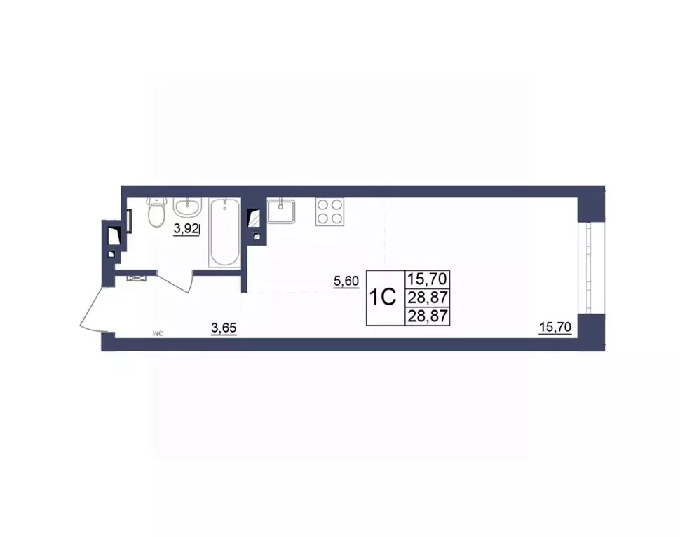 Студия Башкортостан, Уфа Космос жилой комплекс, лит1 (29.05 м) - Фото 0