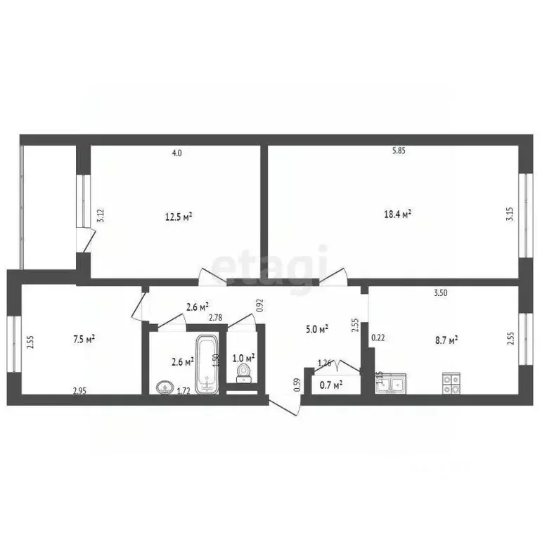 3-к кв. Архангельская область, Котлас ул. Мелентьева, 33 (60.6 м) - Фото 0