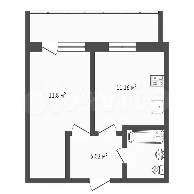 1-к. квартира, 32,4 м, 9/9 эт. - Фото 1