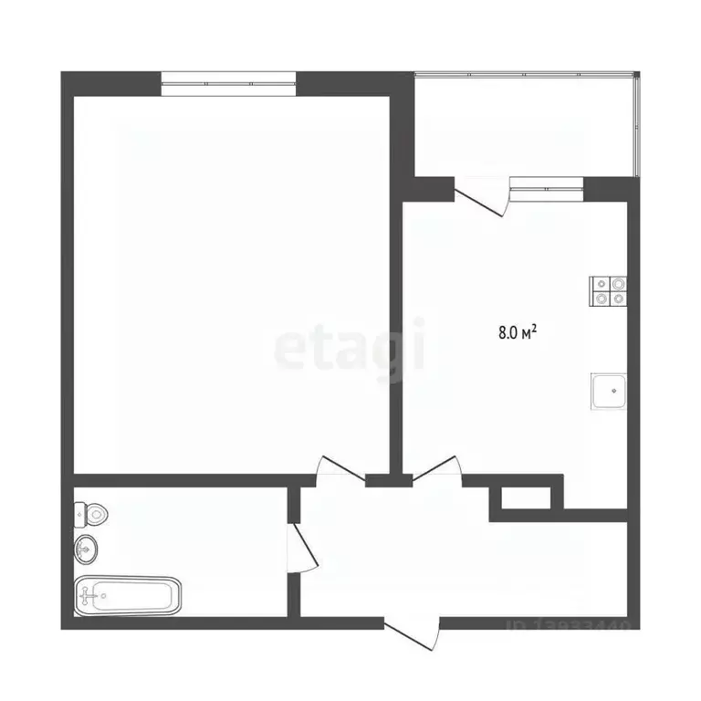 1-к кв. Тюменская область, Тюмень ул. Газовиков, 63 (35.3 м) - Фото 2