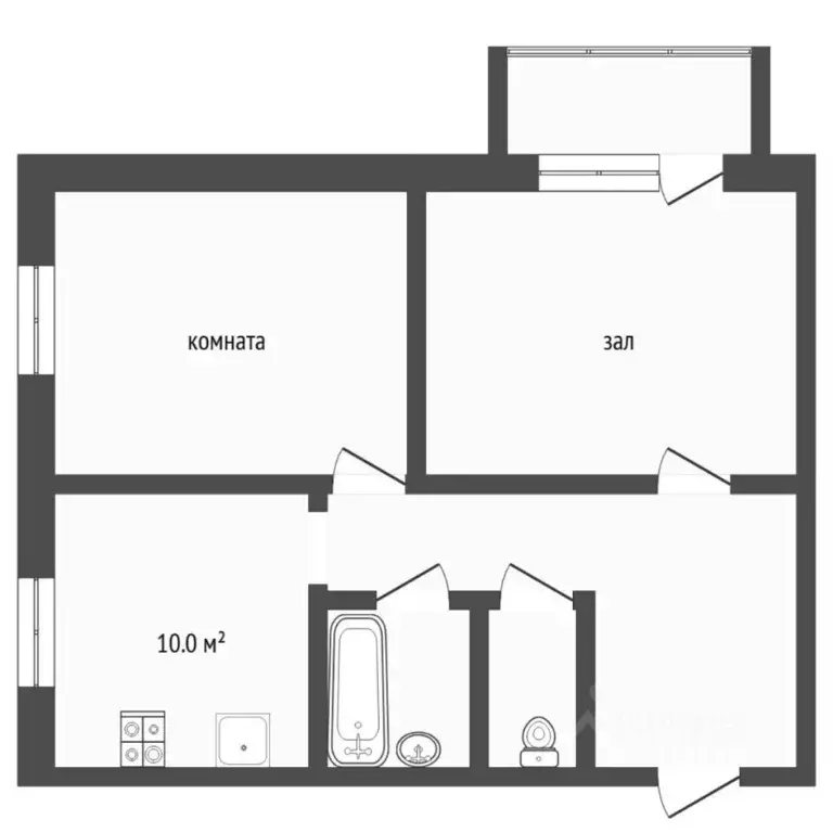 2-к кв. Тюменская область, Тюмень Кишиневская ул., 30 (42.0 м) - Фото 2