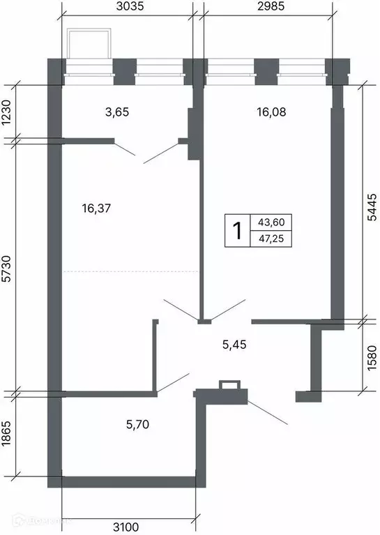Продаётся 1-к квартира, 46.9 м - Фото 1