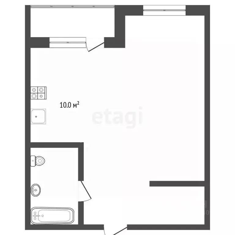 Студия Тюменская область, Тюмень Малая Боровская ул., 28 (34.4 м) - Фото 2