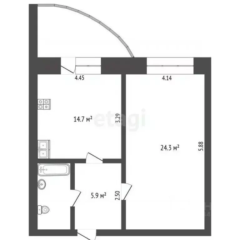 1-к кв. Тюменская область, Тюмень 6-й мкр, ул. Валерии Гнаровской, 4к2 ... - Фото 1