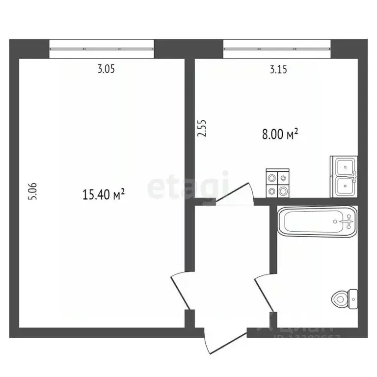 Комната Ханты-Мансийский АО, Сургут ул. Пушкина, 22 (30.5 м) - Фото 1